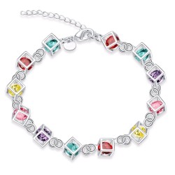 Pulseira de cubos multicolorido - 925 prata esterlina