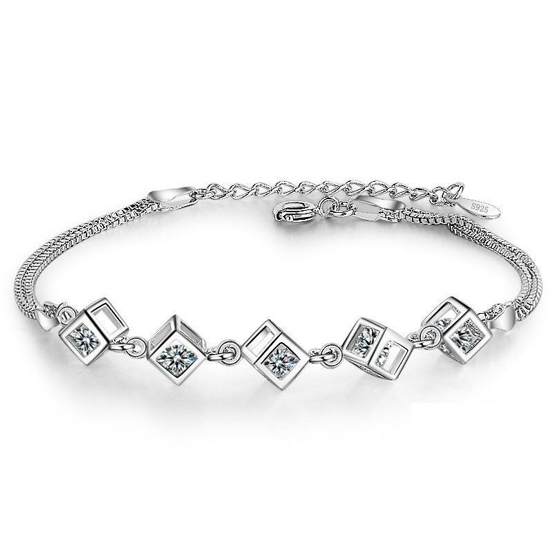 Pulseira elegante com cubos - prata 925