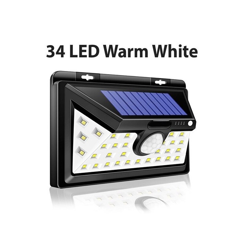 Luz solar LED - ao ar livre - sensor de movimento - parede - à prova d'água - 34 LEDS