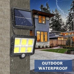 150COB - 128COB - 120COB - 100COB - Luz Solar - Outdoor - Luz da parede - Lâmpada de segurança - Controle Remoto