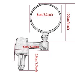 2Pcs - Espelho Universal da Motocicleta - Alumínio - Espelhos laterais retrovisores