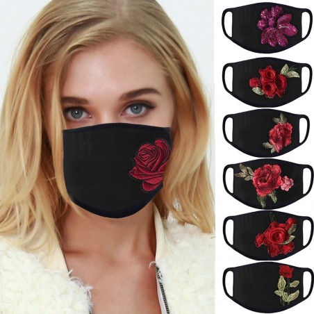 PM2.5 - anti-poeira e poluição - máscara protetora face / boca - lavável - rosas impressão