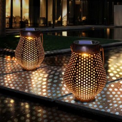 Lanternas de ferro com alça - solar - luz de jardim impermeável