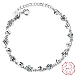 Pulseira com corações e zircônia - 925 prata esterlina