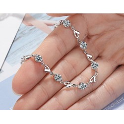 Pulseira com corações e zircônia - 925 prata esterlina