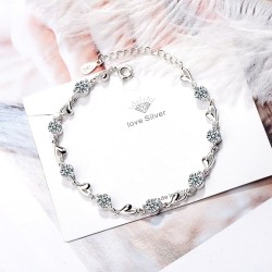 Pulseira com corações e zircônia - 925 prata esterlina