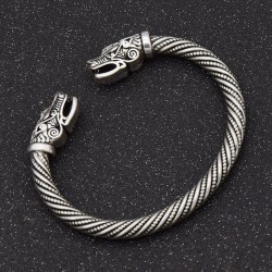 Vintage viking bracelet with a wolf's head - silver - goldBracelets