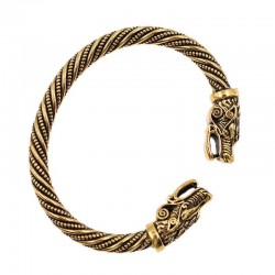 Vintage viking bracelet with a wolf's head - silver - goldBracelets