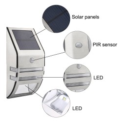 Luz solar LED Luz - Outdoor - Sensor de movimento - aço inoxidável - preto - branco