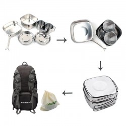 Backpacking - Camping - Cookware Pot Set - Stainless SteelSurvival tools