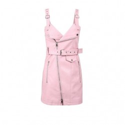 Moda mini vestido de couro