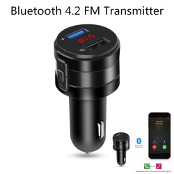 Mãos livres - Bluetooth - 4.2 FM - Transmissor - Carregador de carro - Adaptador USB Dual - MP3 Player