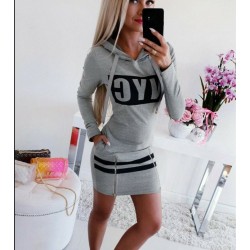 Printed NYC letters - long sleeve mini dress - hoodieHoodies & Jumpers