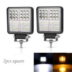 126W Montagem de luz de carro - 3000K - LED - Barra de luz de trabalho - Veículos - Quadrado - Rodada