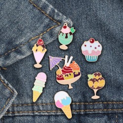 Sorvete - Bolo - Desenhos animados - Pino de esmalte - Brooch