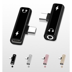 2 Em 1 - Tipo C - 3,5mm Jack - Earphone Charging Converter USB - Tipo C Telefones