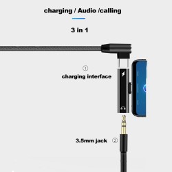 2 Em 1 - Tipo C - 3,5mm Jack - Earphone Charging Converter USB - Tipo C Telefones