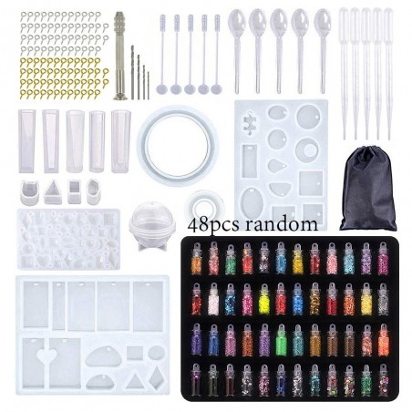 Fundição de silicone - moldes de resina - Conjunto de ferramentas - Jóias de resina - DIY.