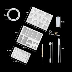 Fundição de silicone - moldes de resina - Conjunto de ferramentas - Jóias de resina - DIY.