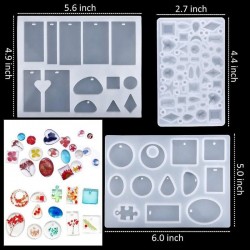 Fundição de silicone - moldes de resina - Conjunto de ferramentas - Jóias de resina - DIY.