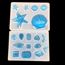 2 Set - Fundição de Silicone - Moldes de resina - DIY - Seashells - diamantes