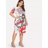Tamanho grande - impressão engraçada - vestido de verão - XL-5XL