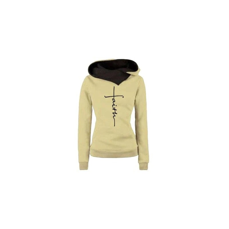 Outono - Inverno - Hoodies - Camisetas - Mulheres - Faith Embroidered Print