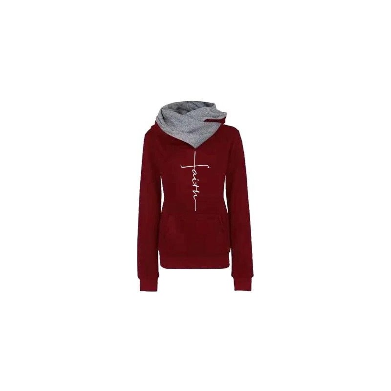 Outono - Inverno - Hoodies - Camisetas - Mulheres - Faith Embroidered Print