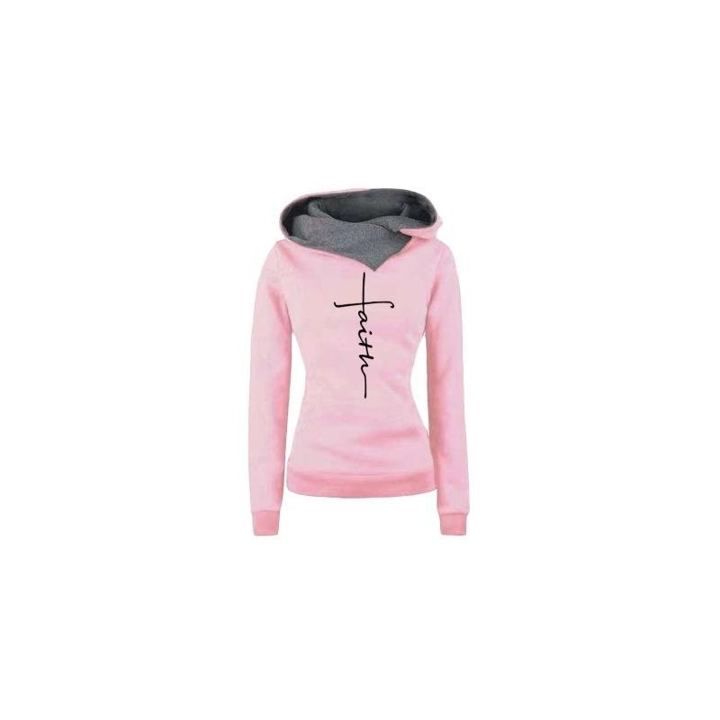Outono - Inverno - Hoodies - Camisetas - Mulheres - Faith Embroidered Print