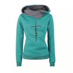 Outono - Inverno - Hoodies - Camisetas - Mulheres - Faith Embroidered Print