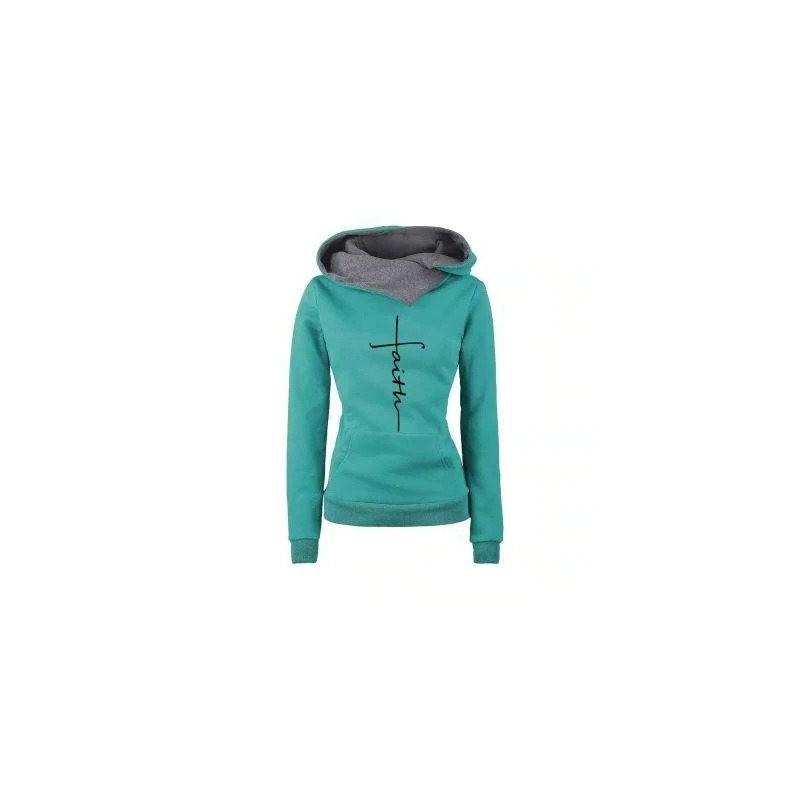 Outono - Inverno - Hoodies - Camisetas - Mulheres - Faith Embroidered Print