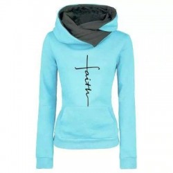 Outono - Inverno - Hoodies - Camisetas - Mulheres - Faith Embroidered Print
