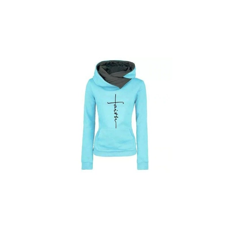 Outono - Inverno - Hoodies - Camisetas - Mulheres - Faith Embroidered Print