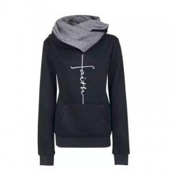 Outono - Inverno - Hoodies - Camisetas - Mulheres - Faith Embroidered Print