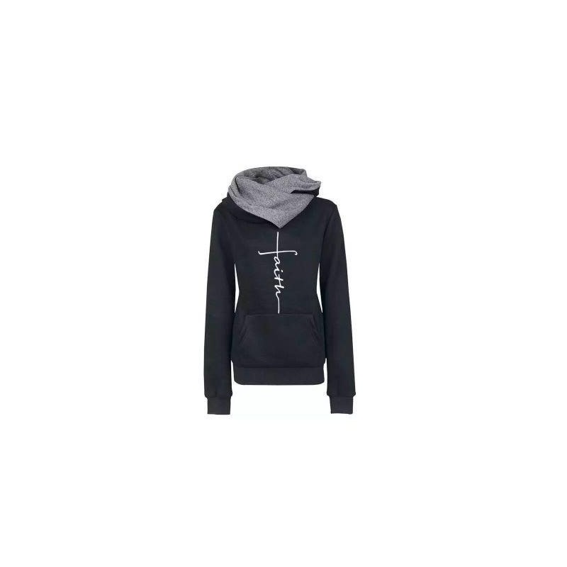 Outono - Inverno - Hoodies - Camisetas - Mulheres - Faith Embroidered Print
