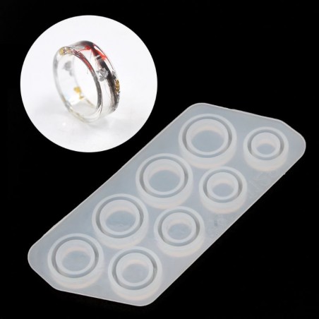 8Pcs - Anel de tamanhos variados - Molde de silicone - jóias de resina