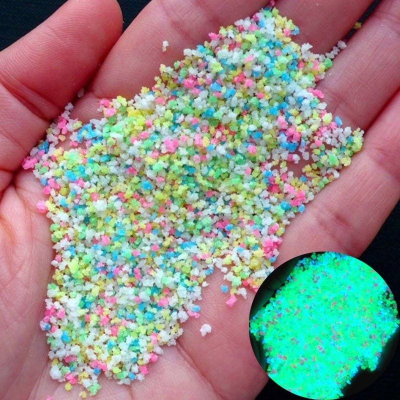 Glow In The Dark - Mistura de areia - Fluorescente - Partículas de areia - Suprimentos de arte de resina
