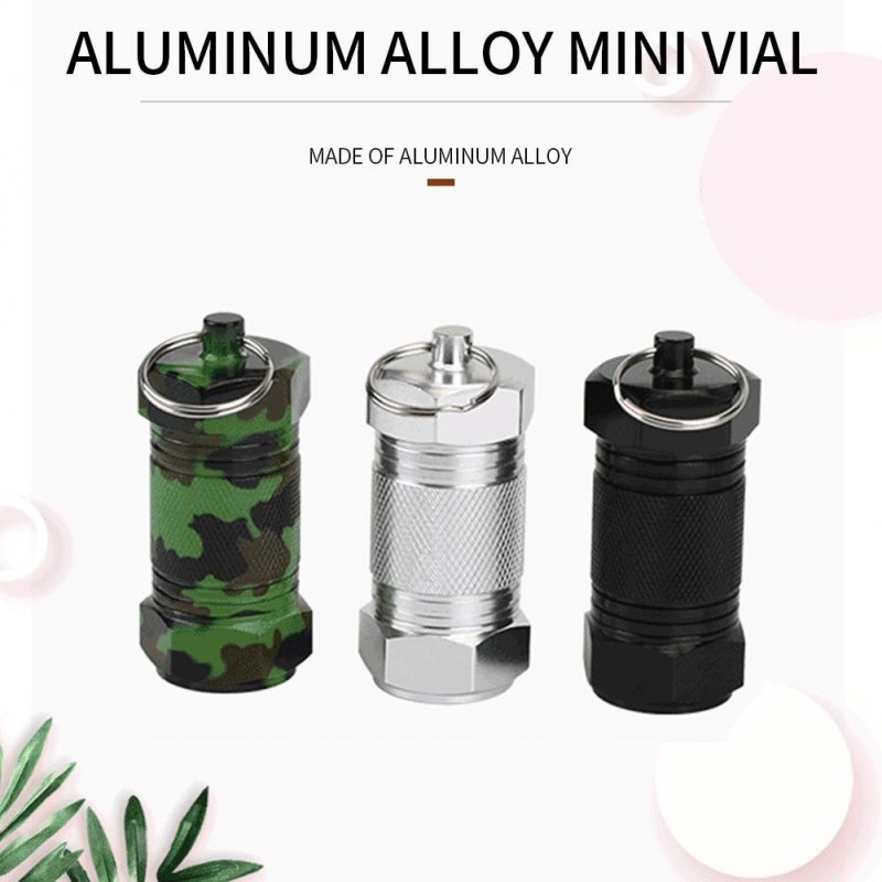 2Pcs - Caixa de medicamentos de metal - Cápsula de pilha - impermeável - ao ar livre - anel chave