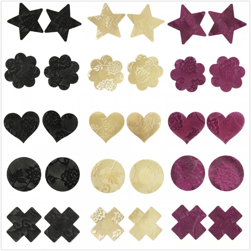 10pairs - Renda - Capas de mamilo - Estrela - Círculo - Coração
