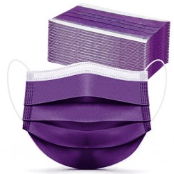Máscara médica anti-bacteriana descartável - máscara boca - 3 camada - roxo