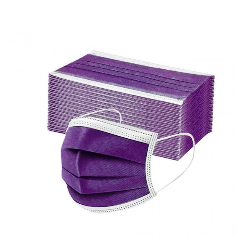 Máscara médica anti-bacteriana descartável - máscara boca - 3 camada - roxo