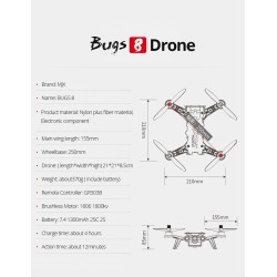 MJX B8 Bugs 8 - Luz LED - Sem escova - Drone Racer - Vermelho