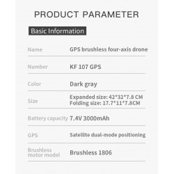 KF107 - GPS - 5G - WiFi - 1.2KM - 4K Servo Camera - Optical Flow Positioning - Brushless - Foldable - One BatteryR/C drone