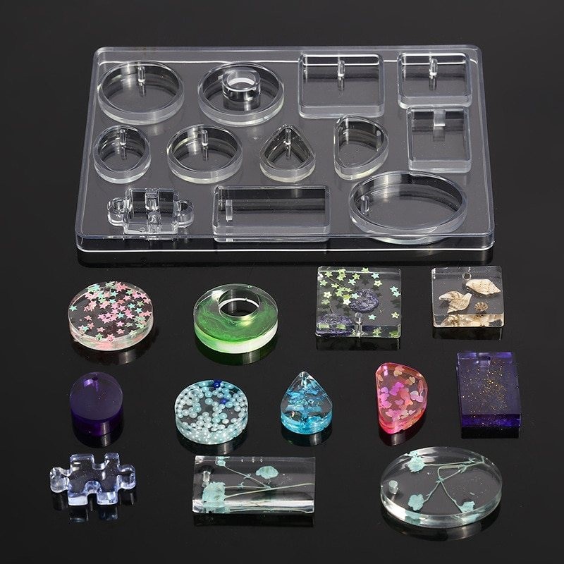 Molde de fundição de silicone para fabricação de jóias de resina - 12 formas