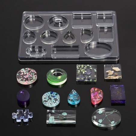 Silicone casting mould for resin jewellery making - 12 shapesDecoration