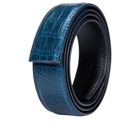 Crocodile skin design - leather belt with automatic buckle - blueBelts