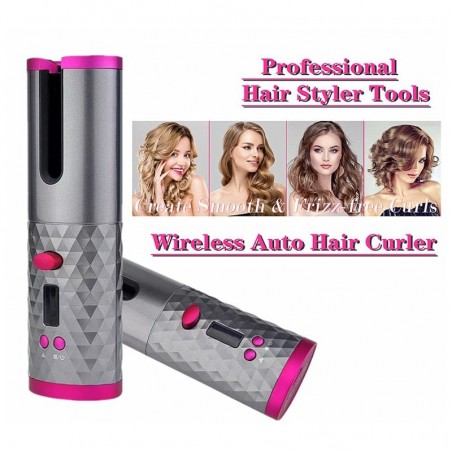 Ceramic hair curler - cordless - auto-rotating - Led display - USBHair
