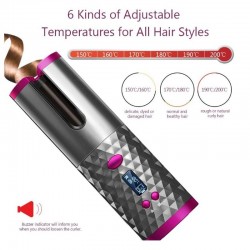 Curador de cabelo cerâmico - sem fio - auto-rotating - display LED - USB