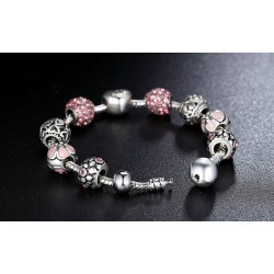 Pulseira de luxo com contas de cristal - 925 prata esterlina