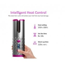 Ceramic hair curler - cordless - auto-rotating - Led display - USBHair